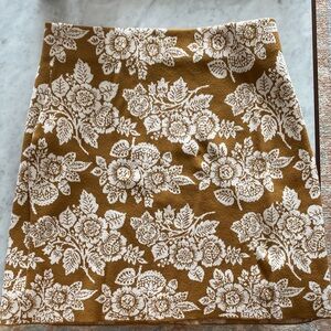 Floral Patterned Skirt in Brown and White